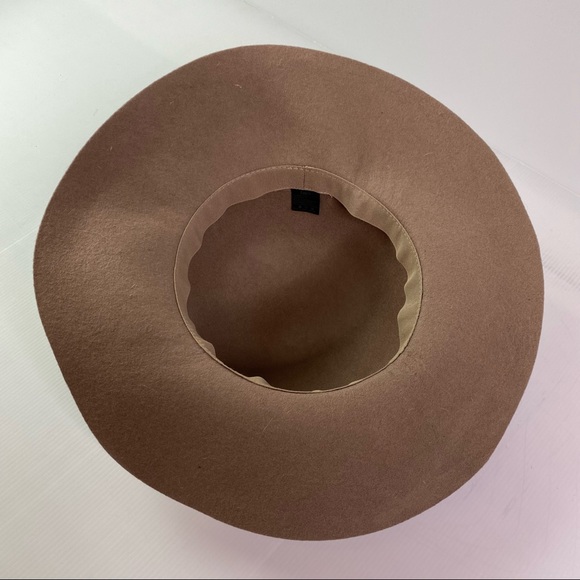 Tan Wool Floppy Hat with Leather Tie - Picture 4 of 5